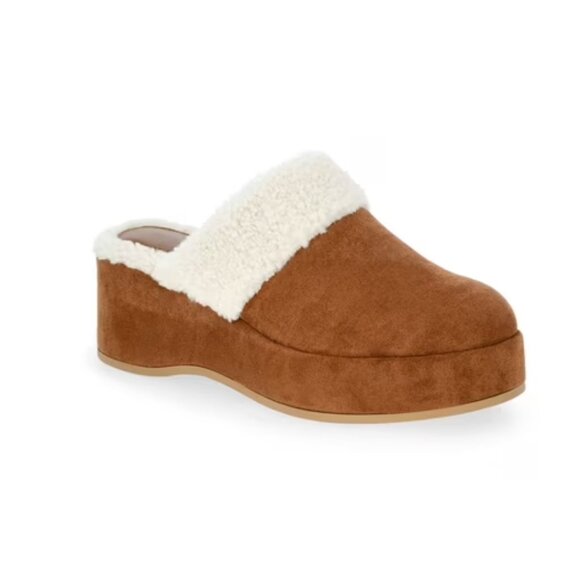 Time and Tru Women's Faux Shearling Wedge Clogs in Brown NEW 8 - Picture 12 of 12